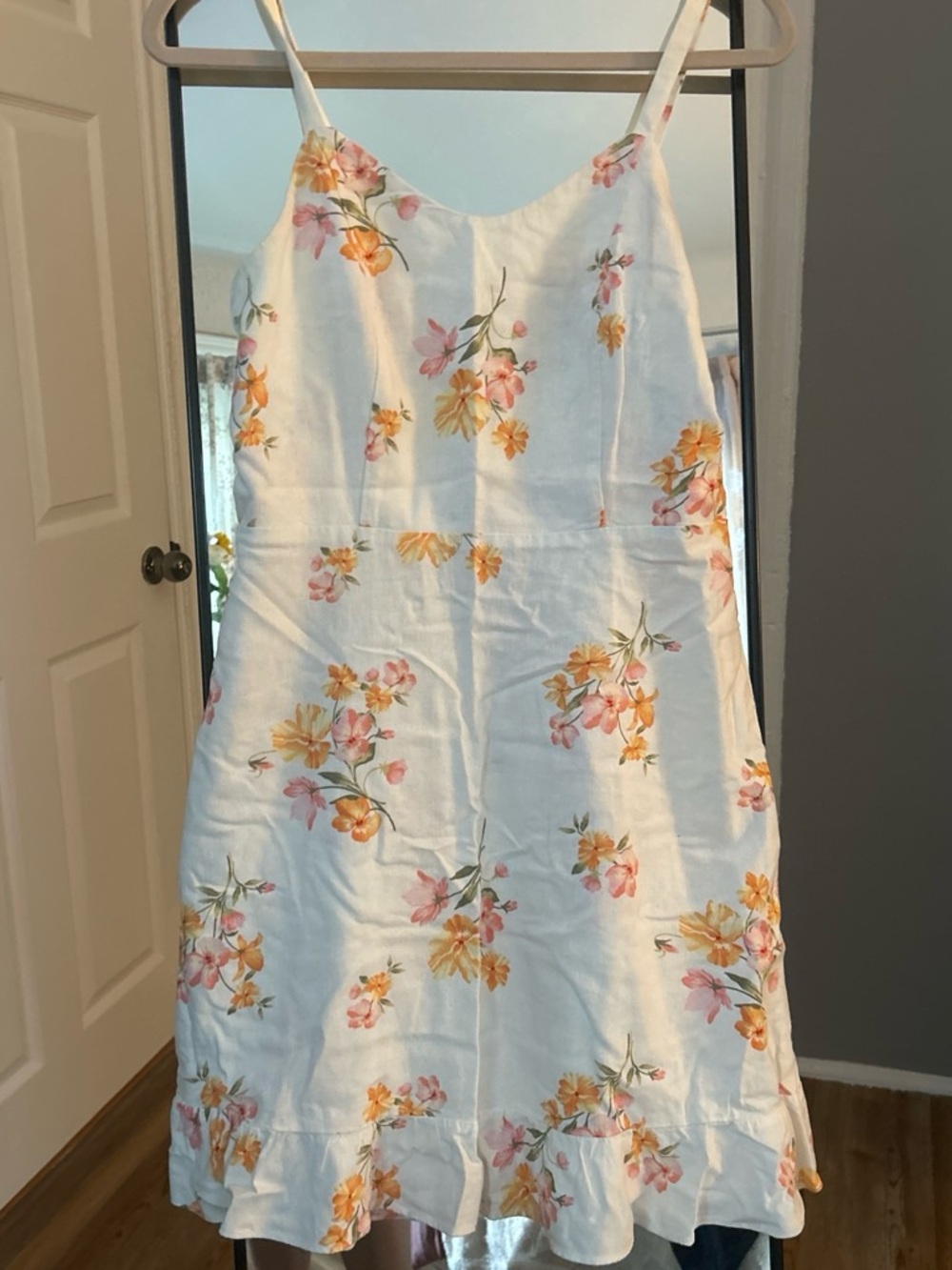Old Navy White Mini Dress with Pink & Yellow Floral Print